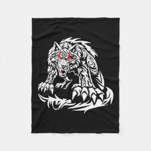 Black Jacob Fatu Wolf  Fleece Blanket