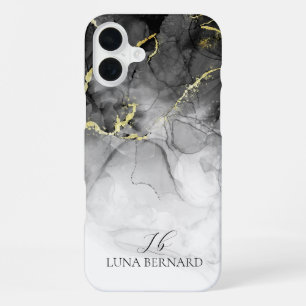 Black Jade Watercolor Ink Customizable iPhone 16 Plus Case