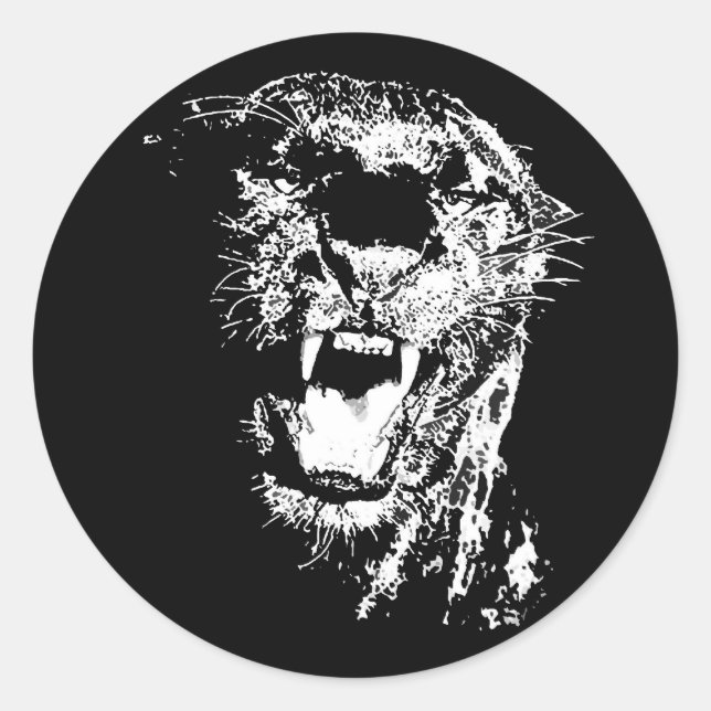Black Jaguar Classic Round Sticker (Front)
