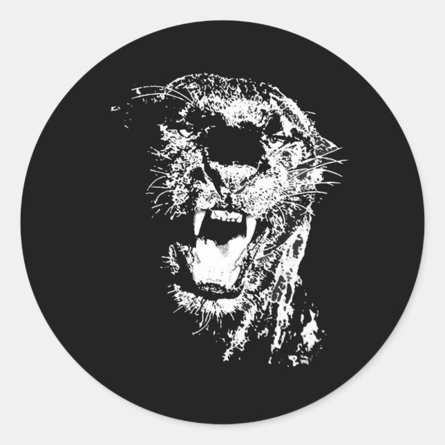 Black Jaguar Classic Round Sticker (Front)