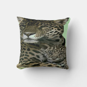 "Black Jaguar & family" Throw Pillow