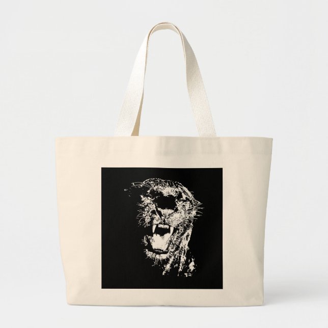 Black Jaguar Large Tote Bag (Front)