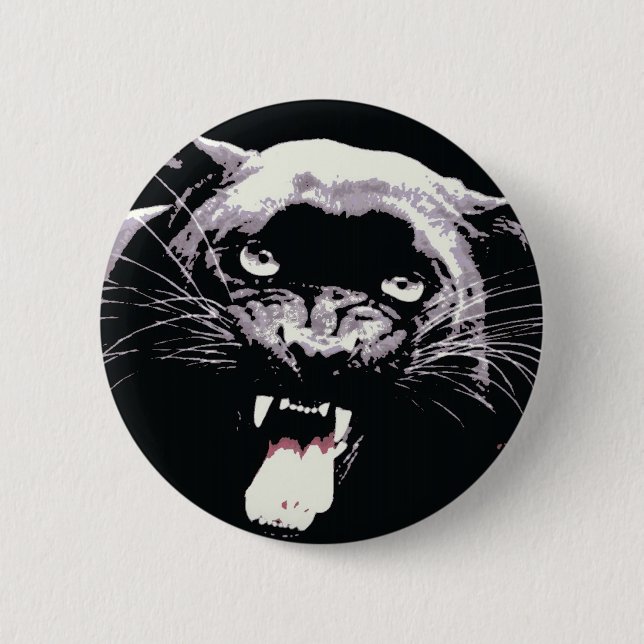 Black Jaguar Panther 2 Inch Round Button (Front)