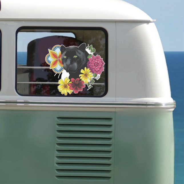 Black Jaguar Portrait Flowers (Creator Uploaded)