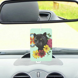 Black Jaguar Portrait Flowers Air Freshener