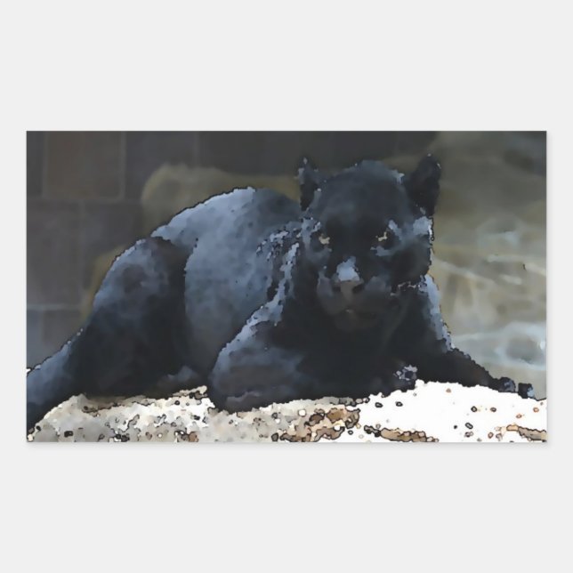 Black Jaguar Rectangle Stickers (Front)