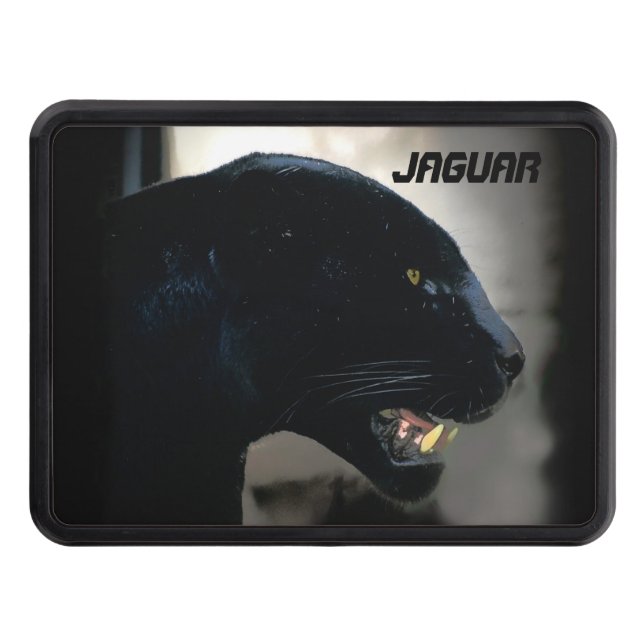 Black Jaguar Wild Cat Artwork Trailer Hitch Cover (Front)