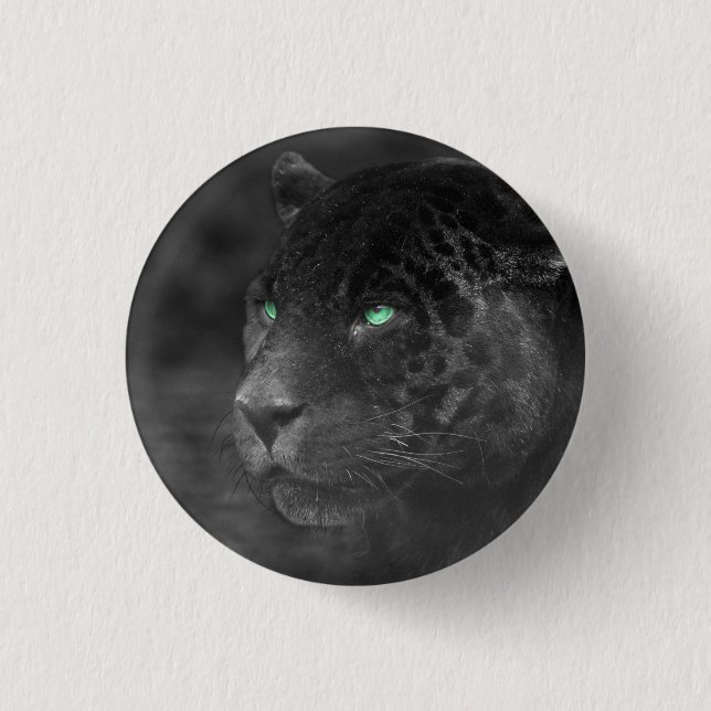 Black Jaguars Emerald Gaze 1 Inch Round Button (Front)
