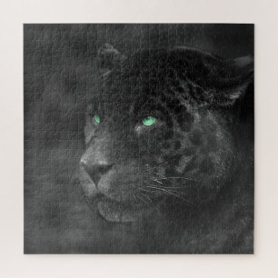 Black Jaguars Emerald Gaze Jigsaw Puzzle