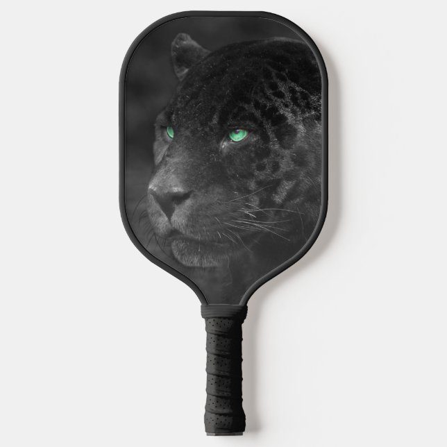 Black Jaguars Emerald Gaze Pickleball Paddle (Front)