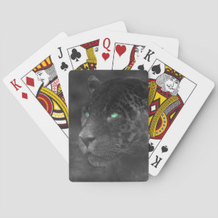 Black Jaguars Emerald Gaze Playing Cards