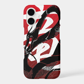 Black Japanese Dragon Red Background
