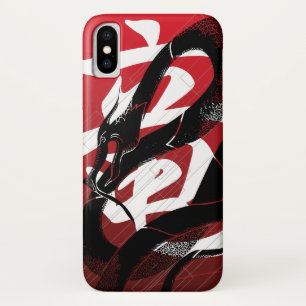 Black Japanese Dragon Red Background Case-Mate iPhone Case