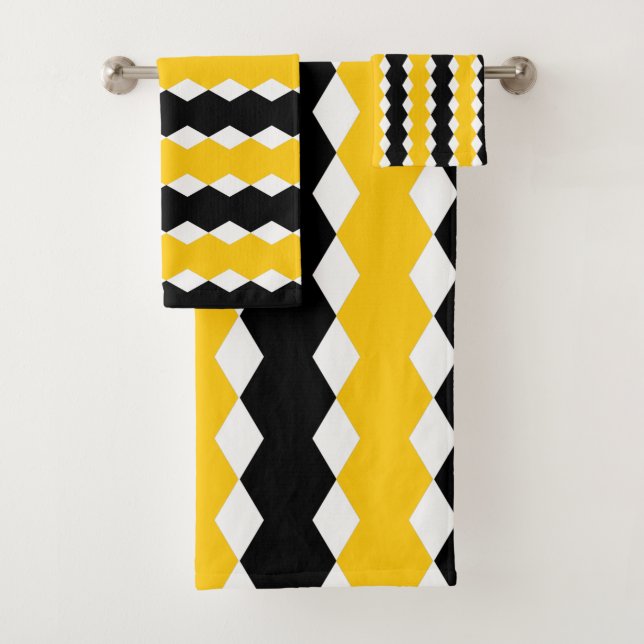 Black & Jaune Géométrique Funky Motif moderne (En situation)