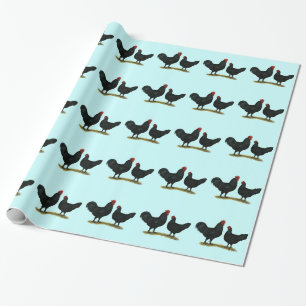 Black Java Chickens Wrapping Paper