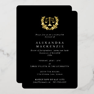 Black JD Law Scales+Laurel Wreath Graduation Party
