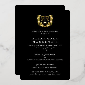 Black JD Law Scales+Laurel Wreath Graduation Party