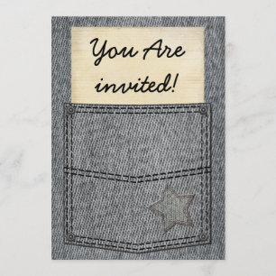 Black Jeans Pocket Party Invitations
