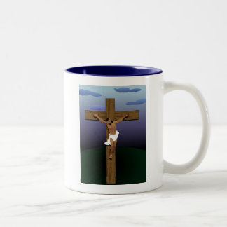 Black Jesus Christ Two-Tone Coffee Mug