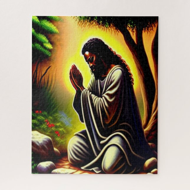 Black Jesus Praying in Gethsemane Jigsaw Puzzle (Vertical)
