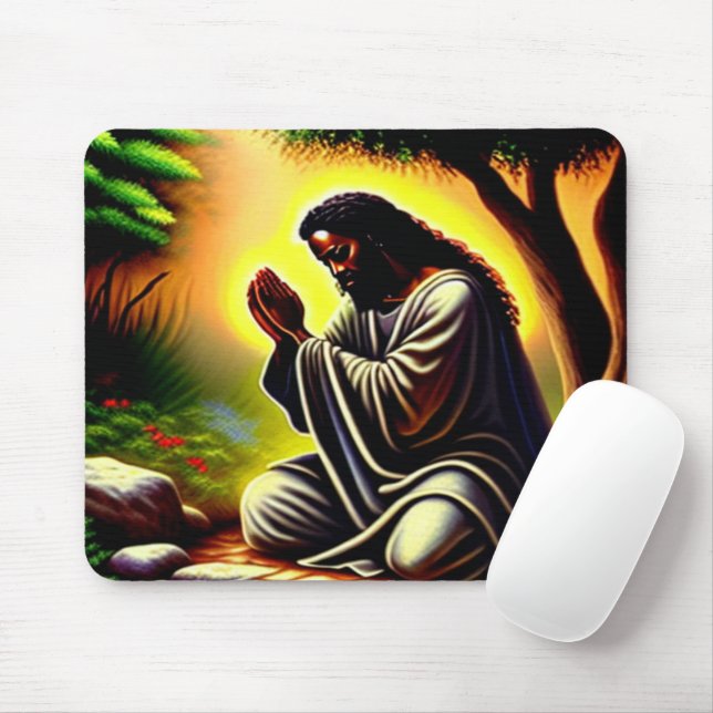 Black Jesus Praying in Gethsemane Mouse Pad (With Mouse)
