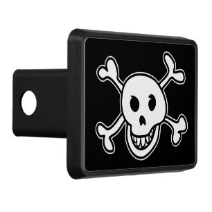 Black Jolly Roger pirate flag skull and bones Trailer Hitch Cover