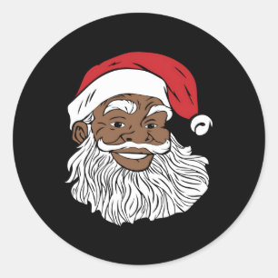 Black Jolly Santa Fun African American Santa Classic Round Sticker