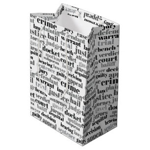 Black Judicial Text Word Cloud on White Medium Gift Bag