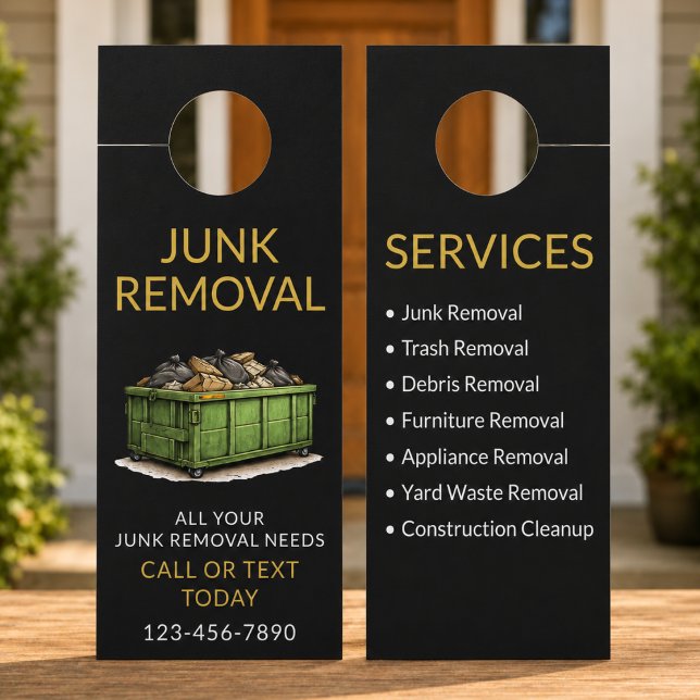 Black Junk Removal Service Professional Door Hanger (Creator Uploaded)