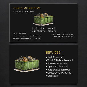 Black Junk Removal Services Professional Business Card