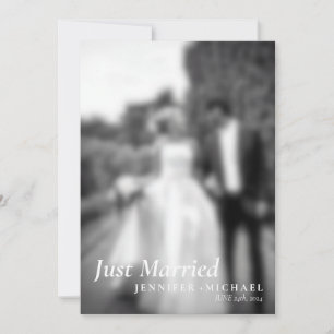 Black Just Married Elegant Simple Wedding Photo Invitation