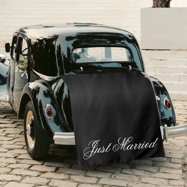 Black Just Married Fabric Car Wedding Banner Sign Tapestry (Black Just Married Fabric Car Wedding Banner Sign Tapestry)