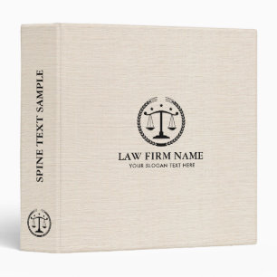 Black Justice Logo On Beige Linen Texture Binder