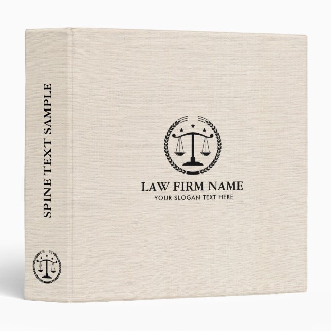 Black Justice Logo On Beige Linen Texture Binder (Front/Spine)