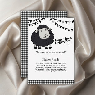 Black Kawaii Little Lamb Baby Shower Enclosure Card