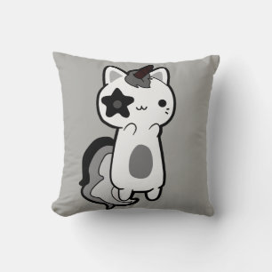 Black Kawaii Throw Pillow