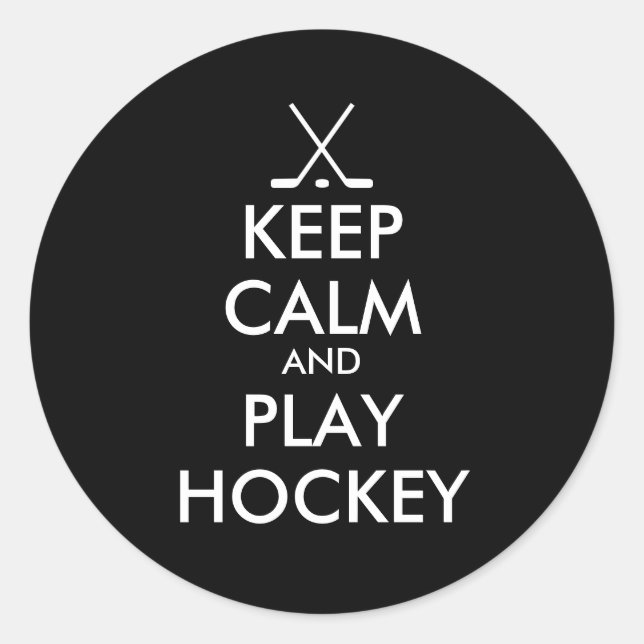 Black keep calm and play hockey stickers (Front)