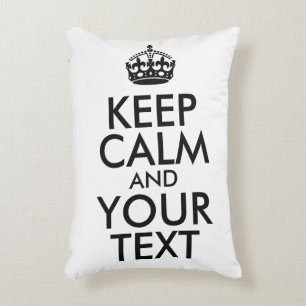 Black Keep Calm and Your Text Accent Pillow