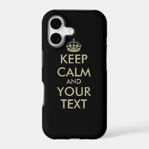 Black Keep calm iPhone case   Faux gold letters