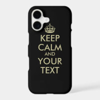 Black Keep calm iPhone X case | Faux gold letters
