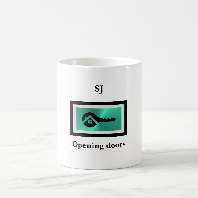 Black Key and Turquoise Real Estate Business Mug (Centre)