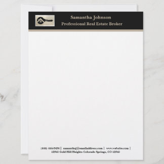 Black Key Champagne Glitter Realtor Professional Letterhead