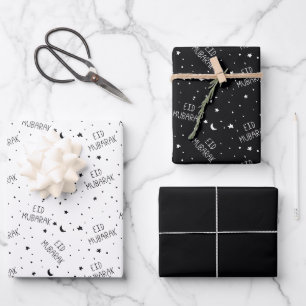 Black Kids Eid Mubarak Wrapping Paper Sheet