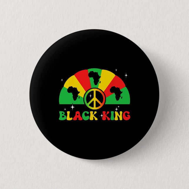 Black King African American Juneteenth 1865 Black  2 Inch Round Button (Front)