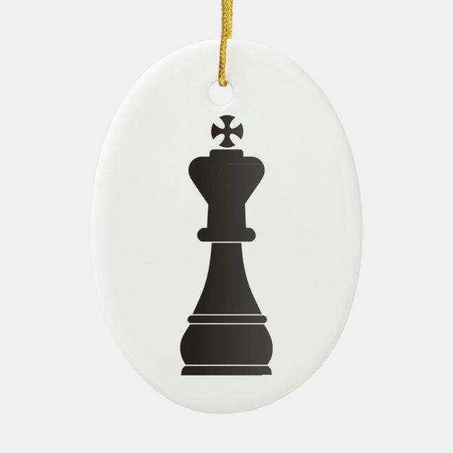 Black king chess piece ceramic ornament (Front)