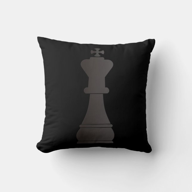 Black king chess piece throw pillow (Front)