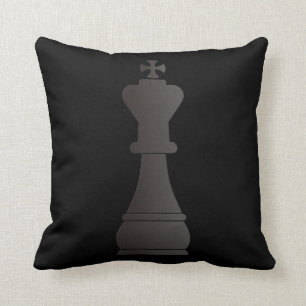 Black king chess piece throw pillow