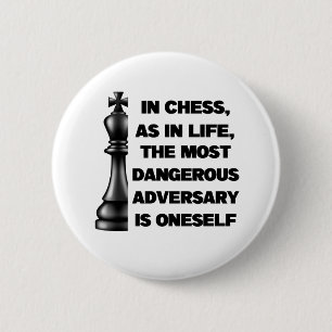 Black King Chess Piece Wisdom Power Strategy 2 Inch Round Button