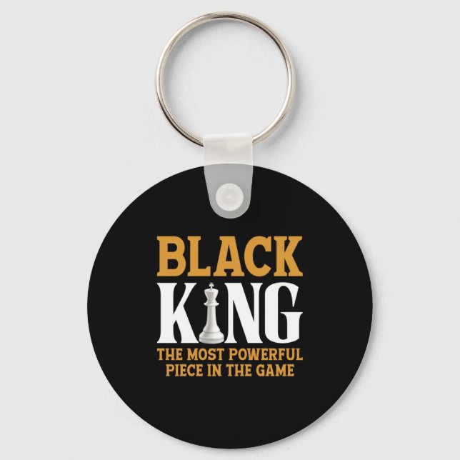 Black King Chess Player Chess Board Chess History  Keychain (Front)