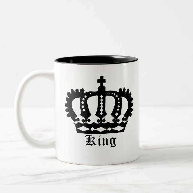Black King Crown on  Two-Tone Coffee Mug (Left)